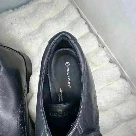 Rockport Adiprene By Adidas Mens Oxford Shoes Black Leather Wingtip Men’s 9.5 - Picture 4 of 15